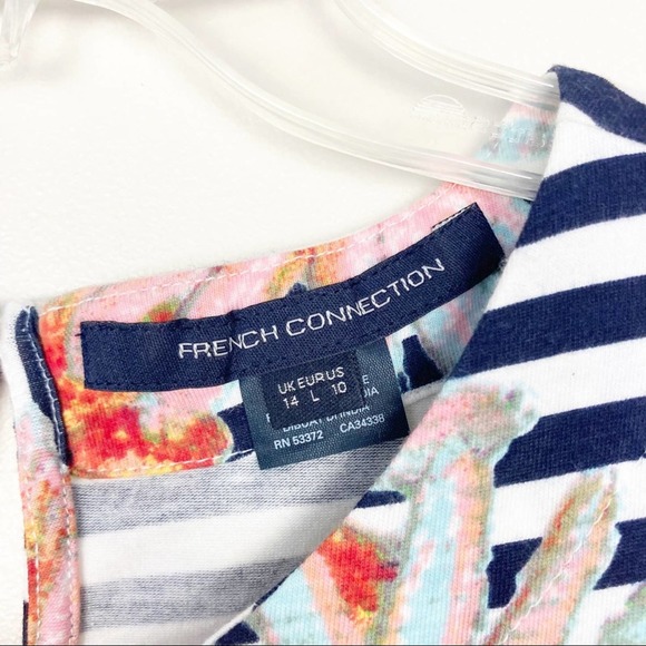 French Connection Navy Striped Floral Dress - Picture 5 of 8